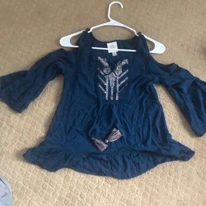 Boho flowy embroidered off the shoulder top
